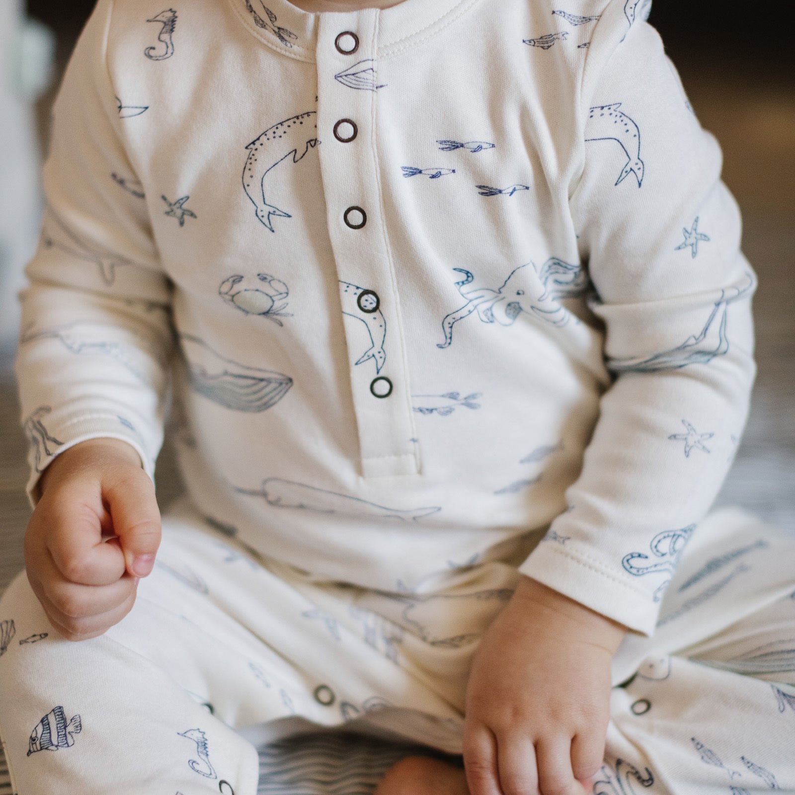 Pehr-Henley Patch Pocket Romper-Life Aquatic-2