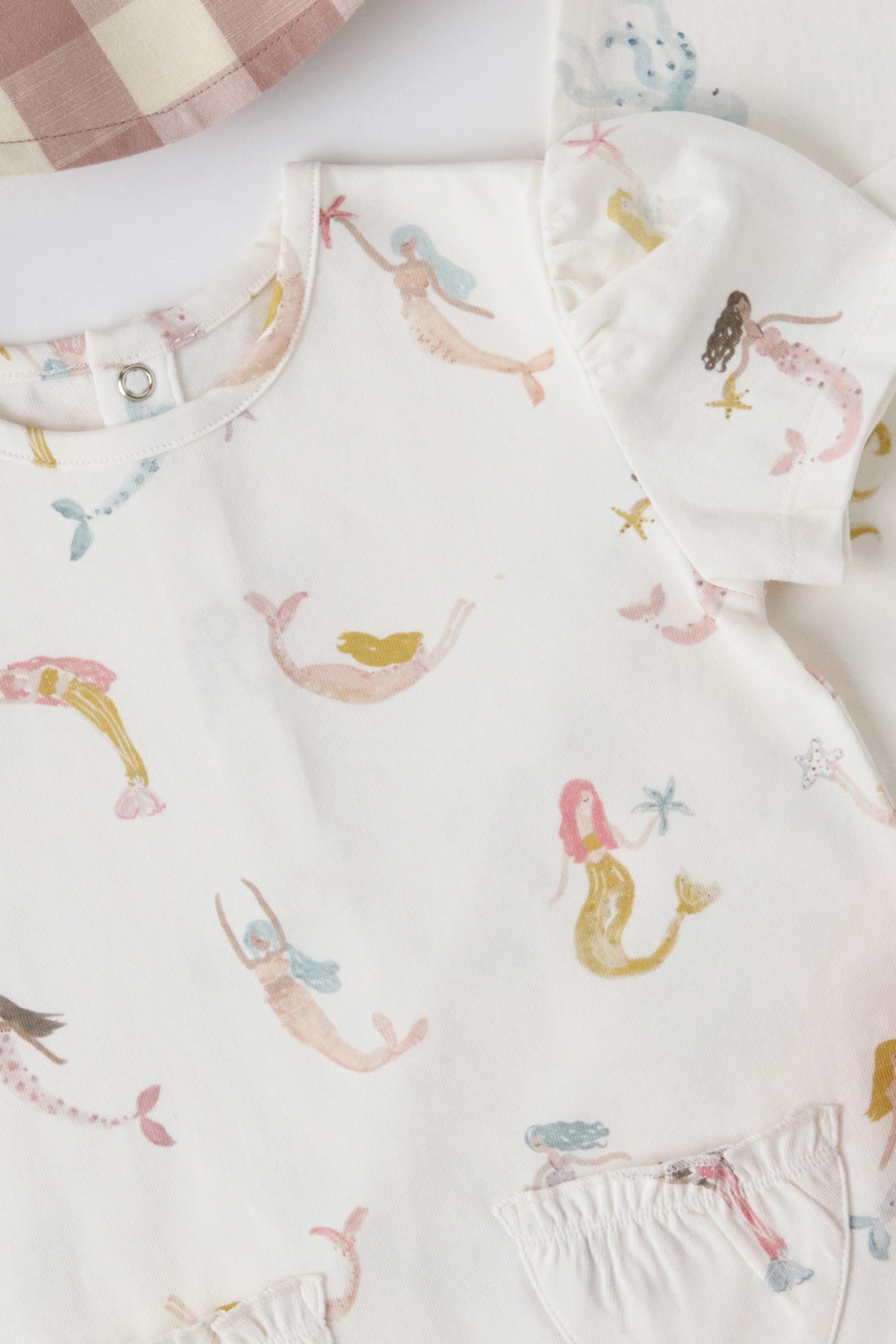 Pehr-Short Sleeve Puff Romper-Mermaid Melody-5