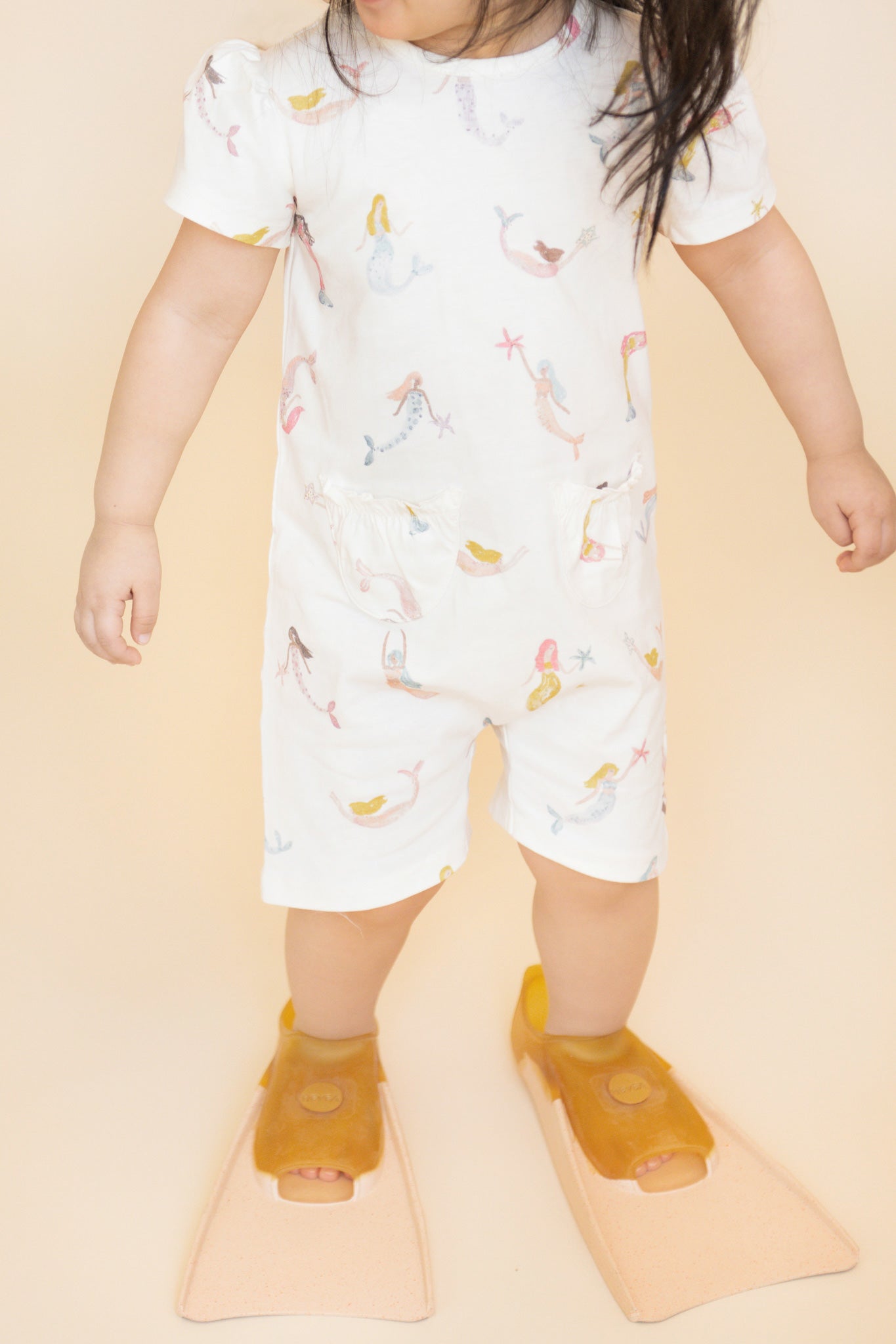 Pehr-Short Sleeve Toddler Puff Romper-Mermaid Melody-6