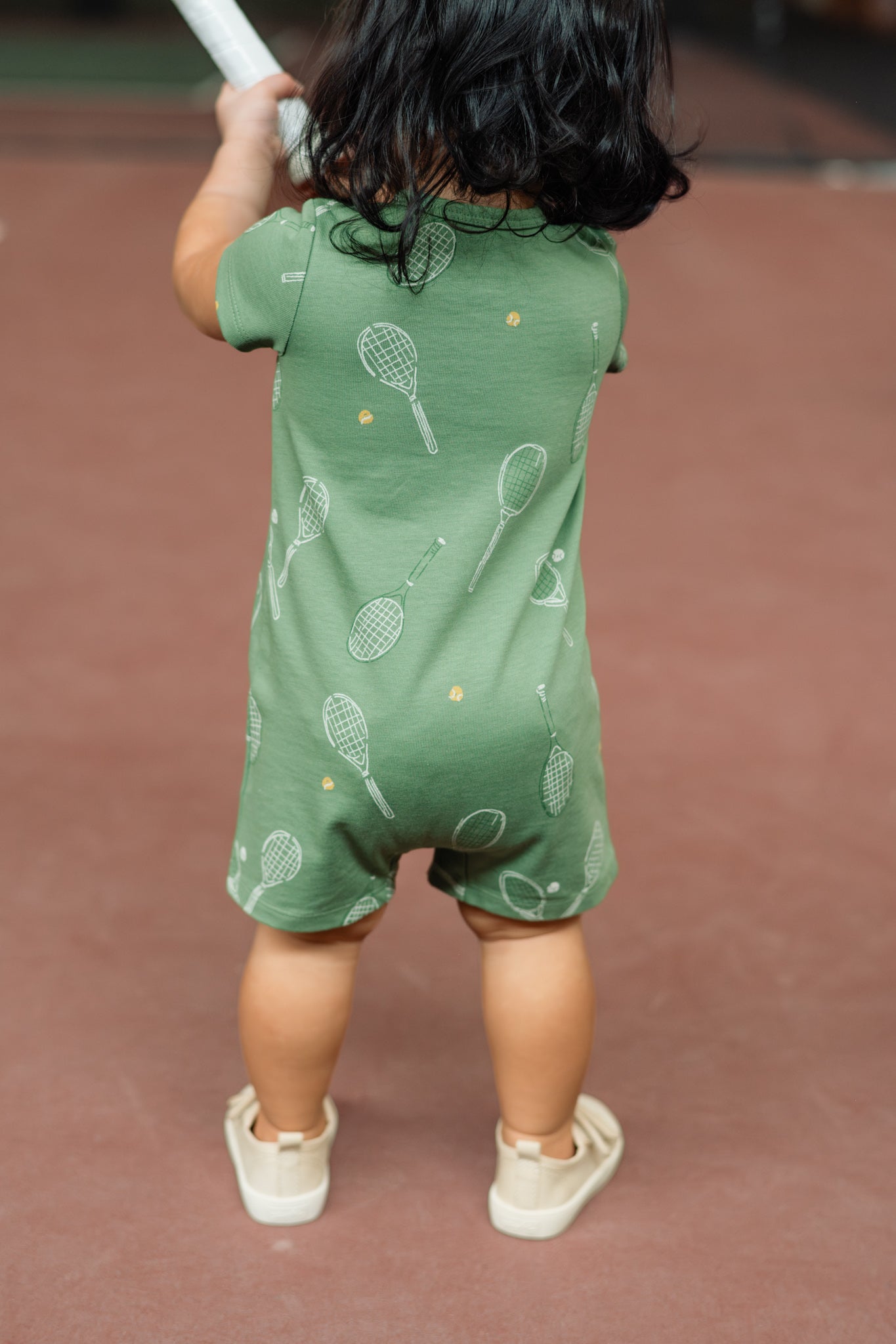 Pehr-Short Sleeve Pocket Romper-Doubles Green-4
