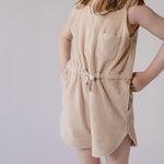 Pehr-Classic Terry Drawstring Romper-Sand-Toddler-4
