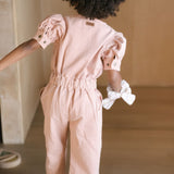 Pehr-Vintage Twill Puff Sleeve Jumpsuit-Peony-4
