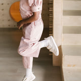 Pehr-Vintage Twill Puff Sleeve Jumpsuit-Peony-5