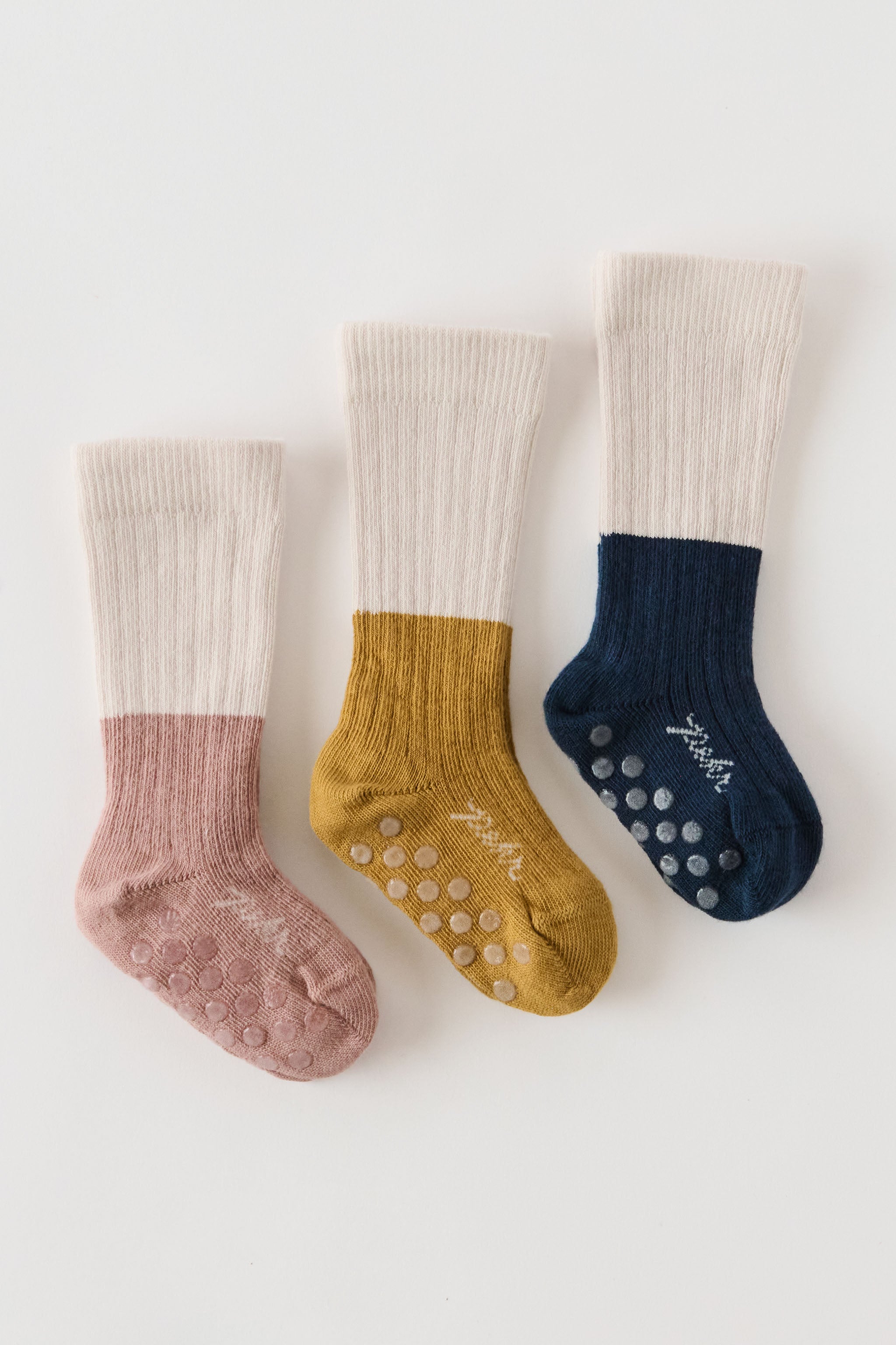 Pehr-Knee Length Socks with Grips-Ink w Natural-2