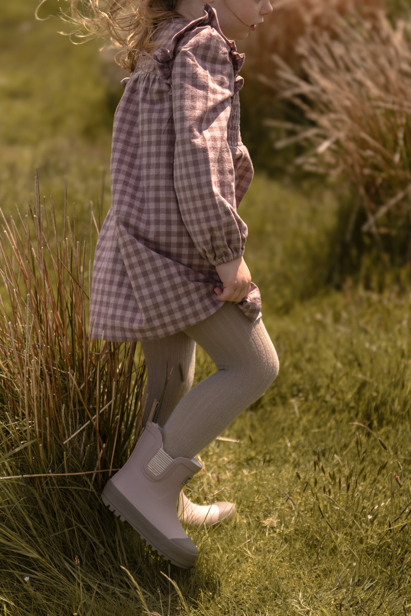 Pehr-Kids Ribbed Tights-Light Mushroom-2