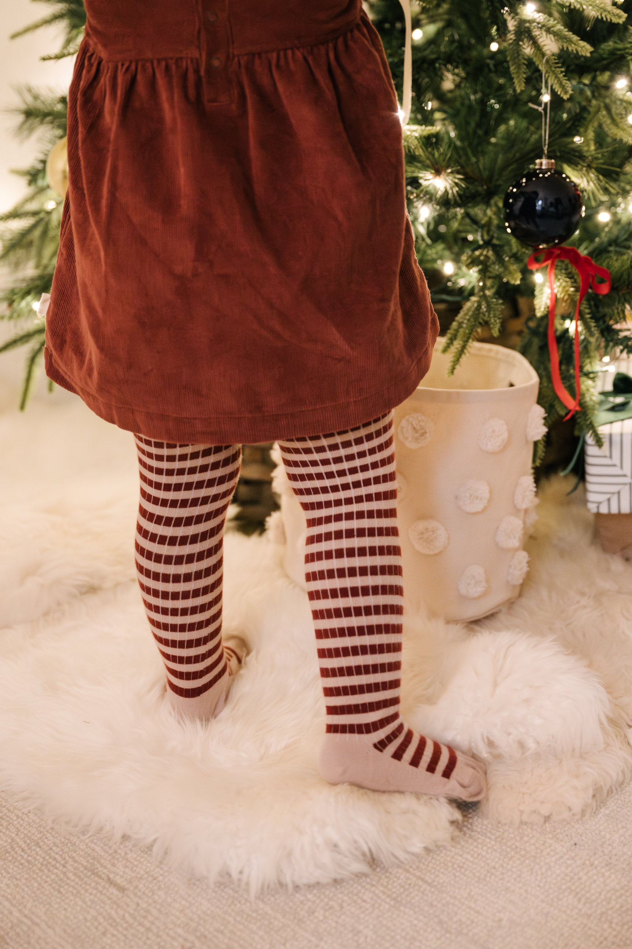 Pehr-Striped Ribbed Tights with Grips-Soft Peony - Mulberry Stripe-4