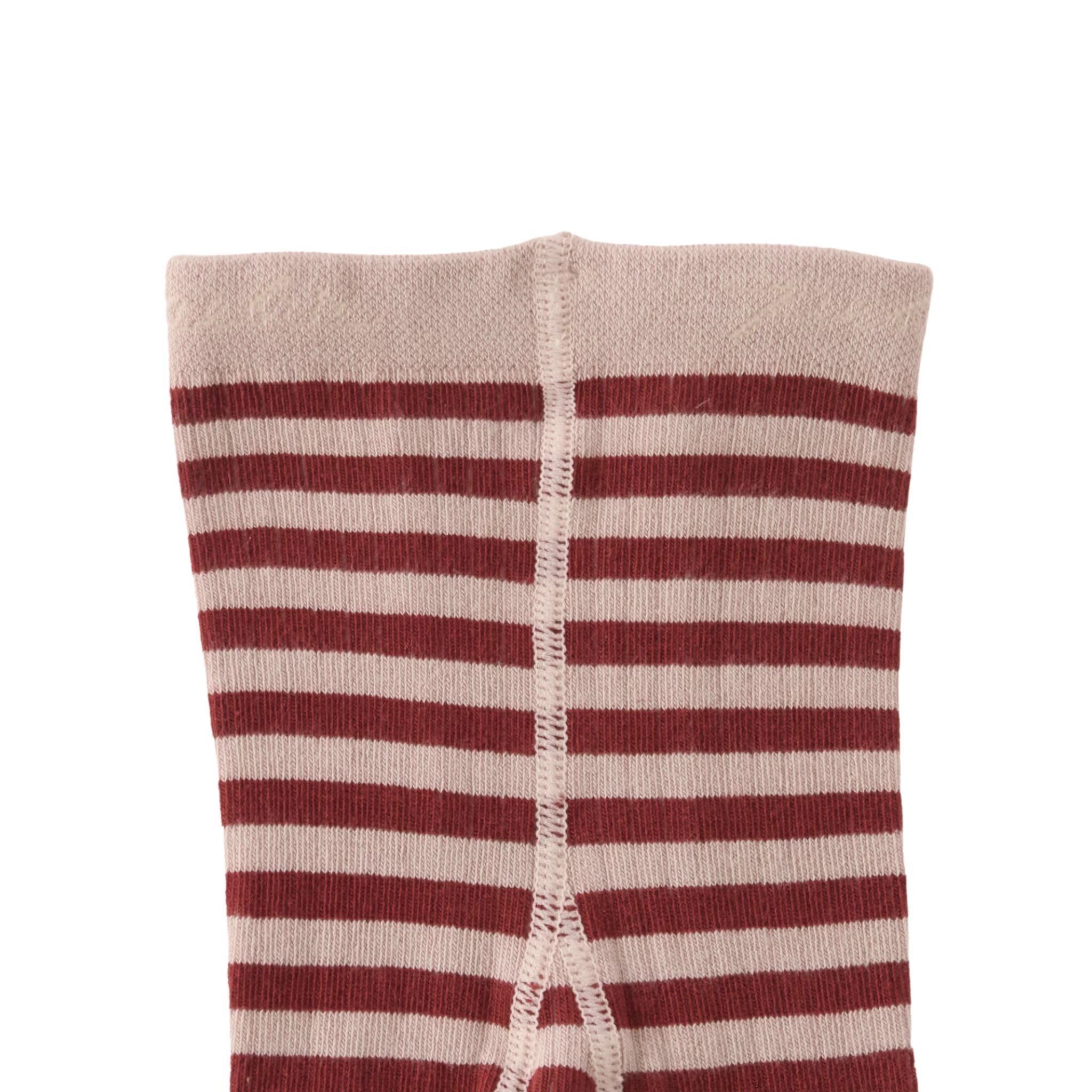 Pehr-Striped Ribbed Tights with Grips-Soft Peony - Mulberry Stripe-5