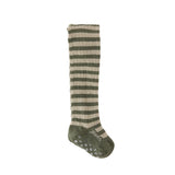 Pehr-Striped Ribbed Tights with Grips-Sage - Juniper Stripe-1