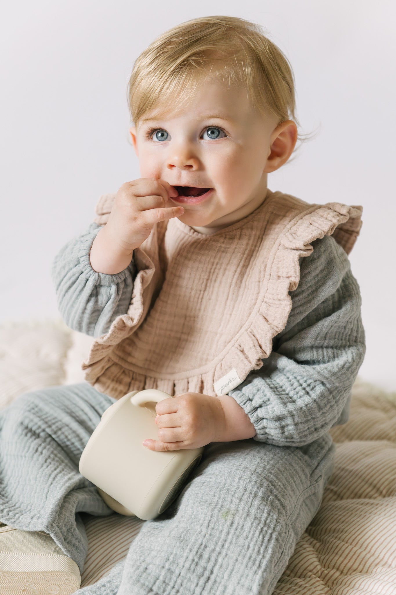 Pehr-Muslin Gauze Ruffle Bib Set of 2 - Fawn & Sienna - Baby - 3