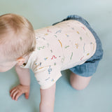 Pehr-Short Sleeve Henley One Piece- Crawling Critters-3