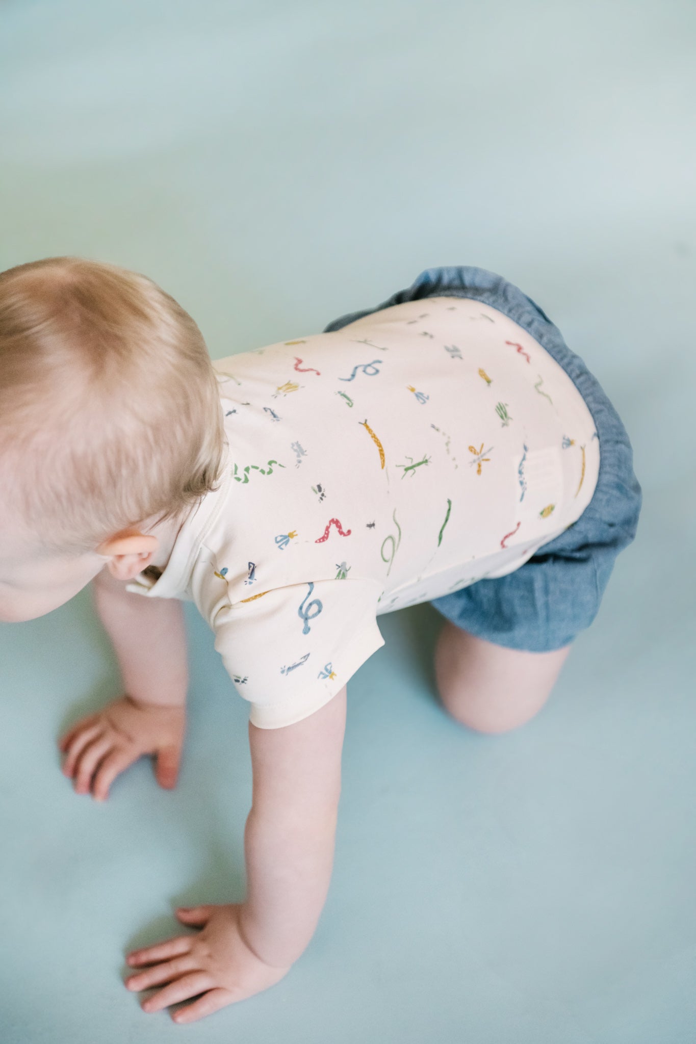 Pehr-Short Sleeve Henley One Piece- Crawling Critters-3