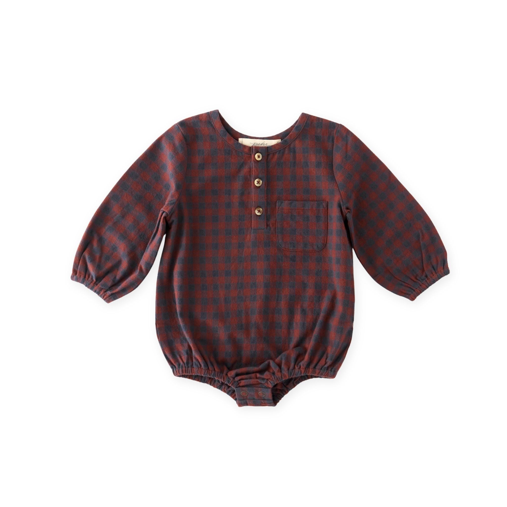 Pehr-Flannel Long Sleeve One-Piece-Mulberry/Ink-1