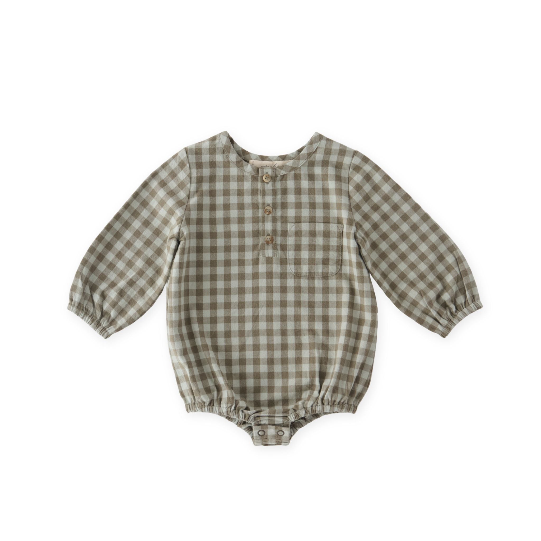Pehr-Flannel Long Sleeve One-Piece-Sage/Light Sage-1