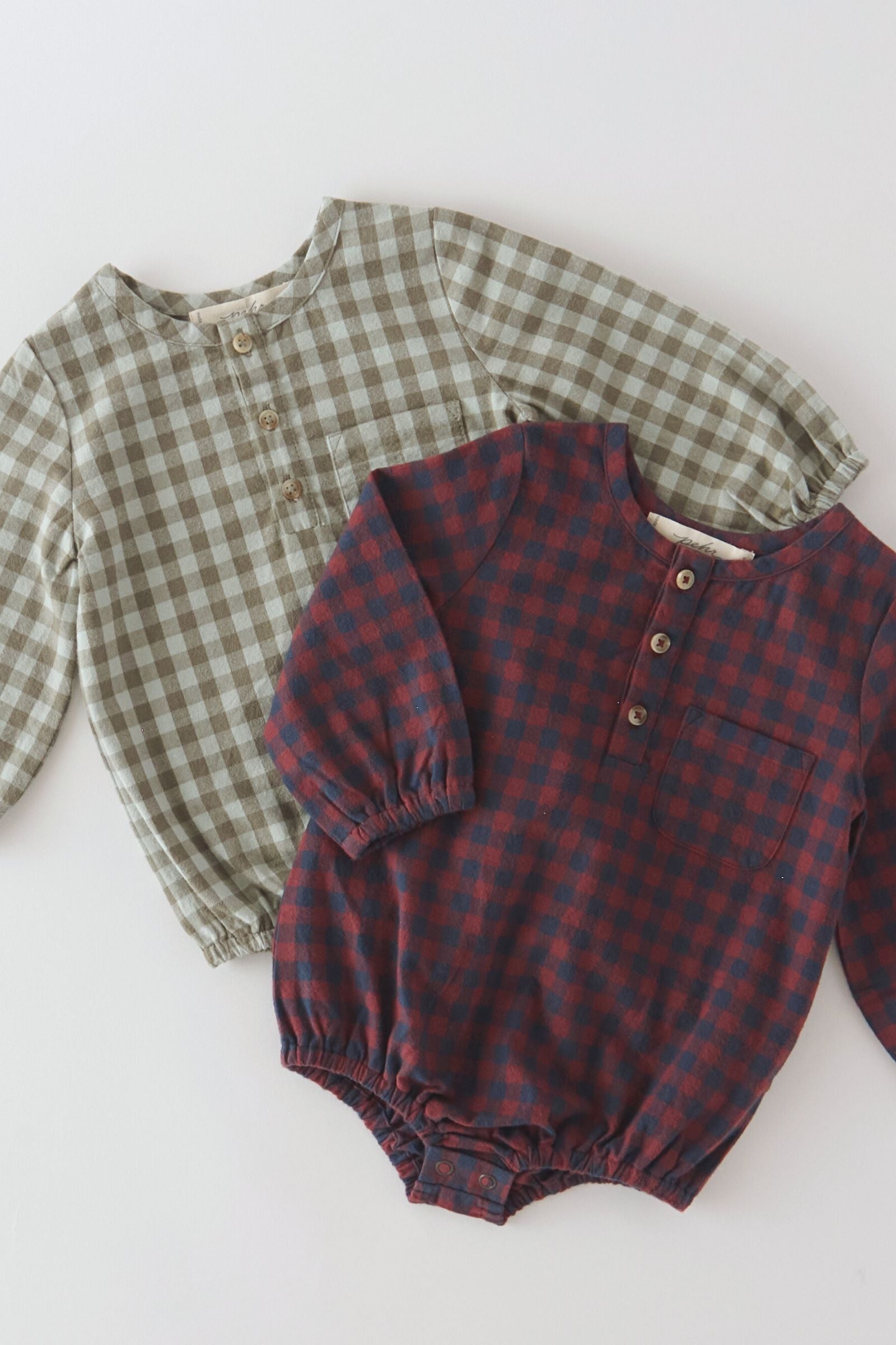 Pehr-Flannel Long Sleeve One-Piece-Sage/Light Sage-2