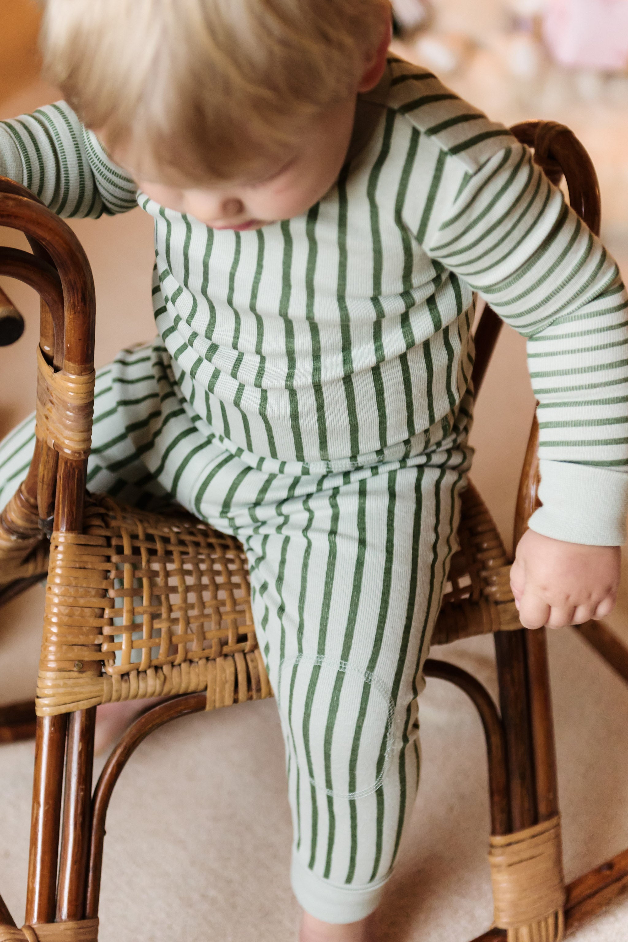 pehr-ribbed toddler pajama-Stripes Away Evergreen-3