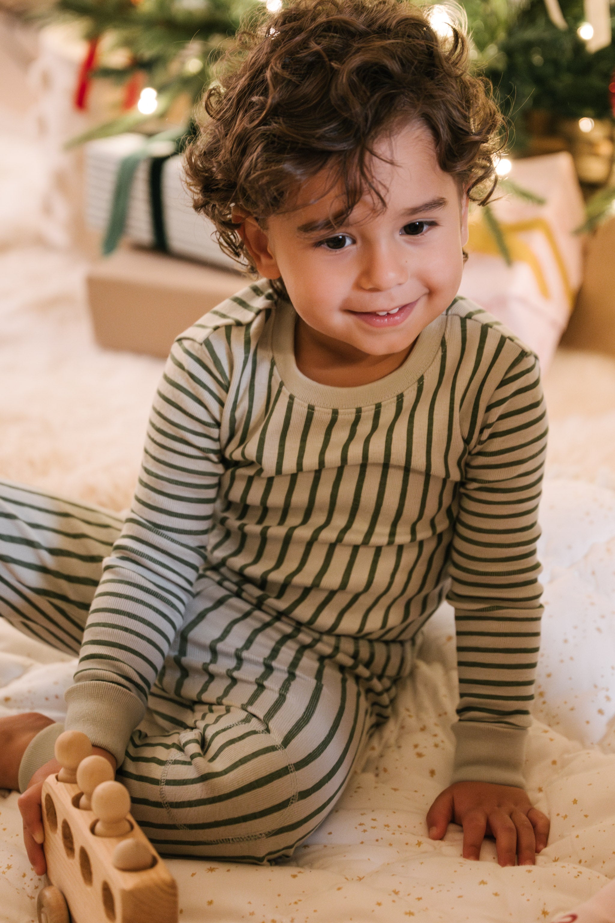 pehr-ribbed toddler pajama-Stripes Away Evergreen-5