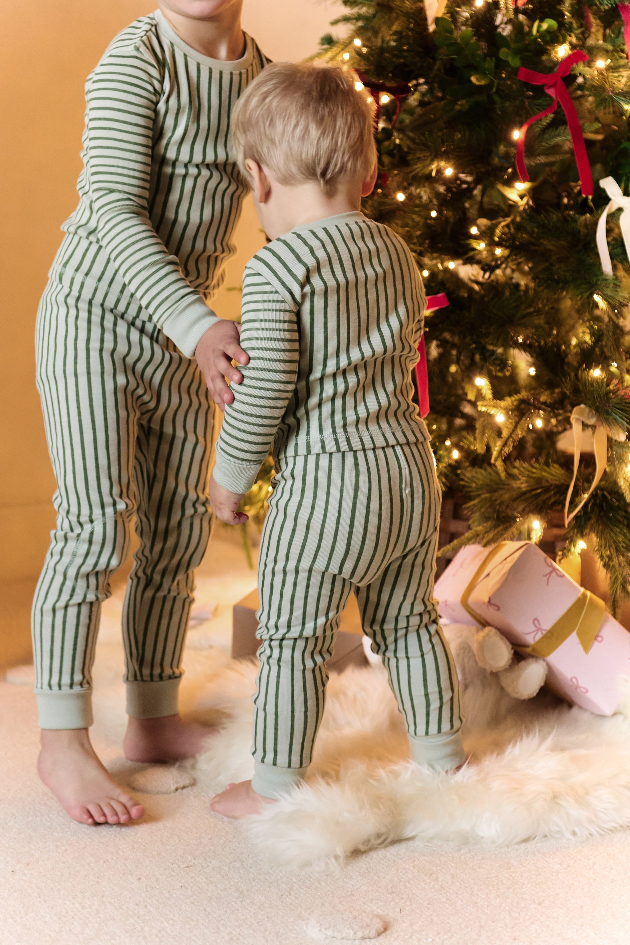 pehr-ribbed toddler pajama-Stripes Away Evergreen-7
