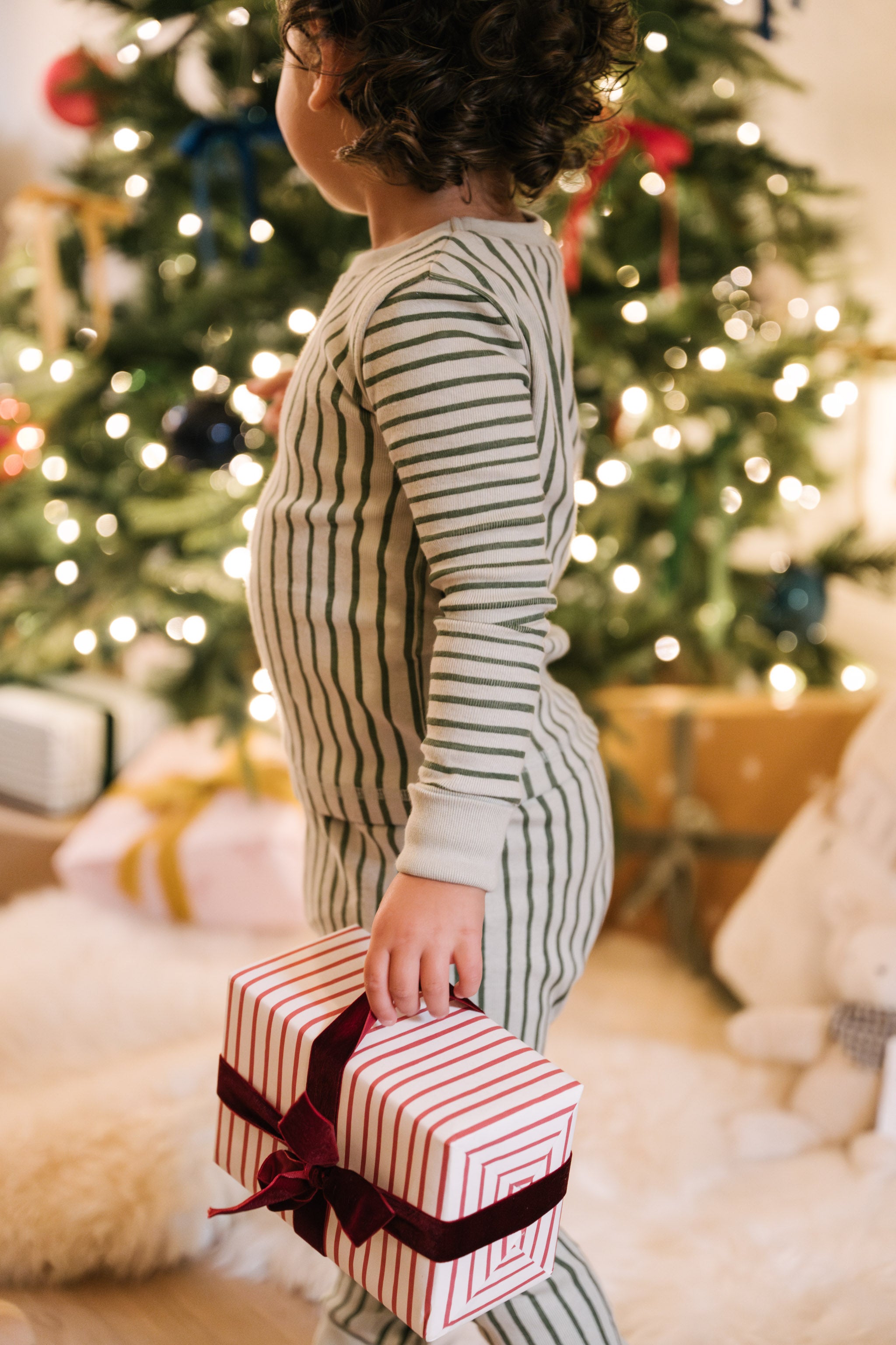 pehr-ribbed toddler pajama-Stripes Away Evergreen-6