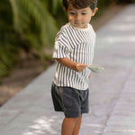Pehr-Dropped Shoulder Short Sleeve T-Shirt-Stripes Away Ink Blue-5