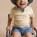 Pehr-Dropped Shoulder Short Sleeve T-Shirt-Stripes Away Marigold-3