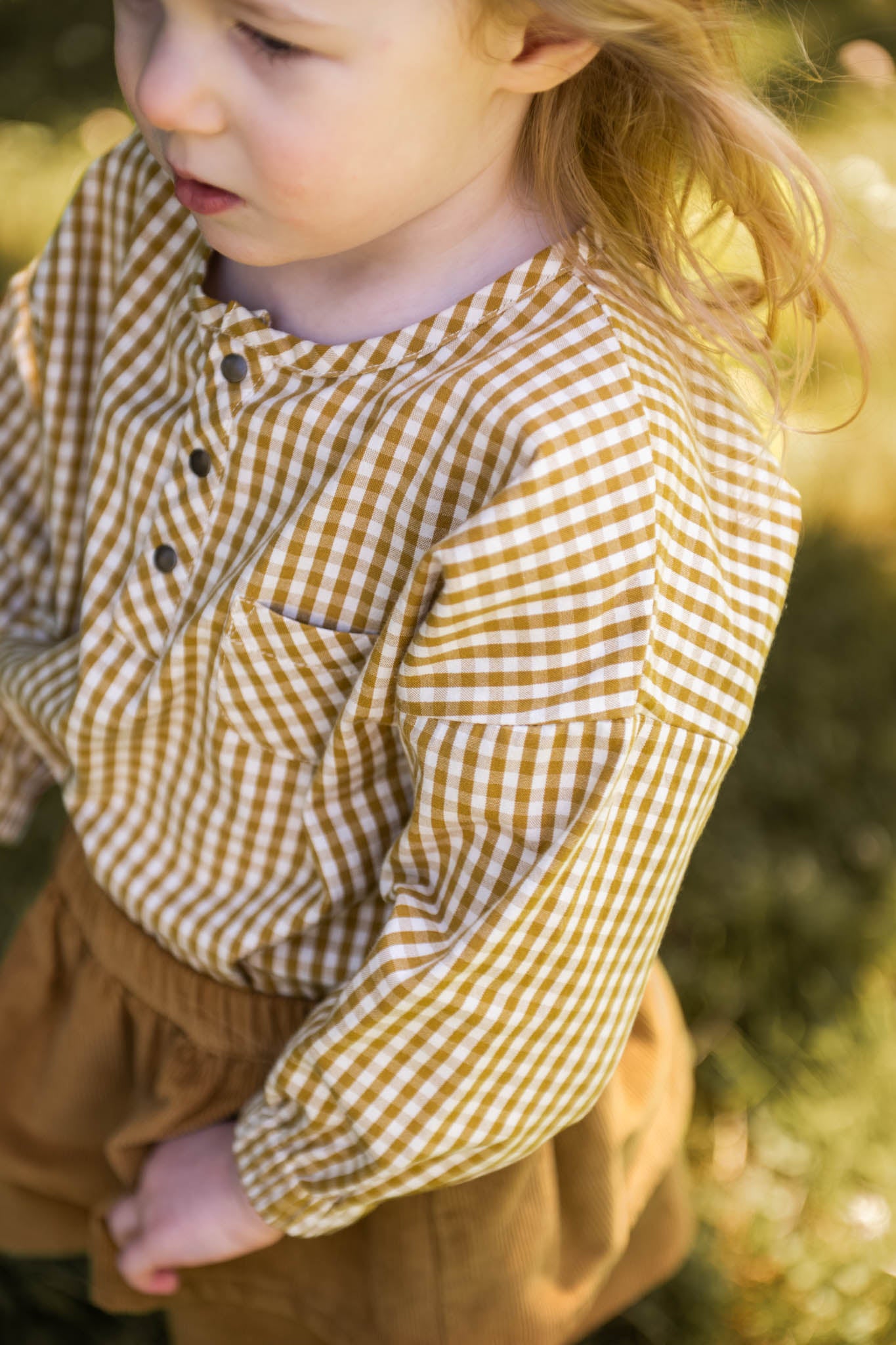 Pehr-Gingham Long Sleeve Top-Dijon-3