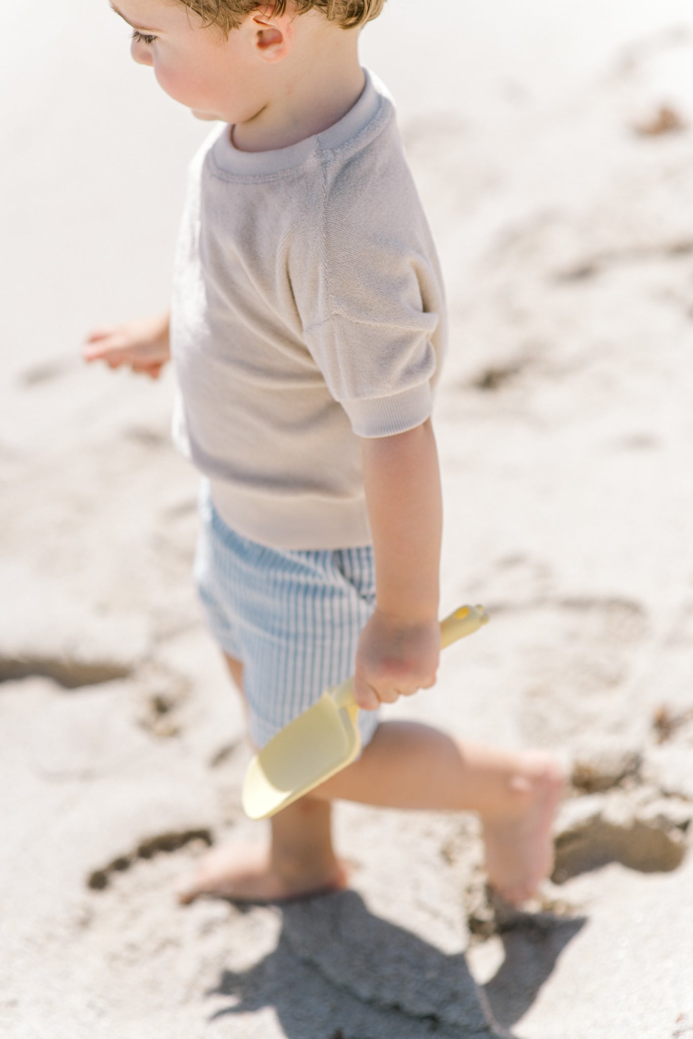 Pehr-Classic Terry Dropped Shoulder Short Sleeve Top-Sand-Toddler-3