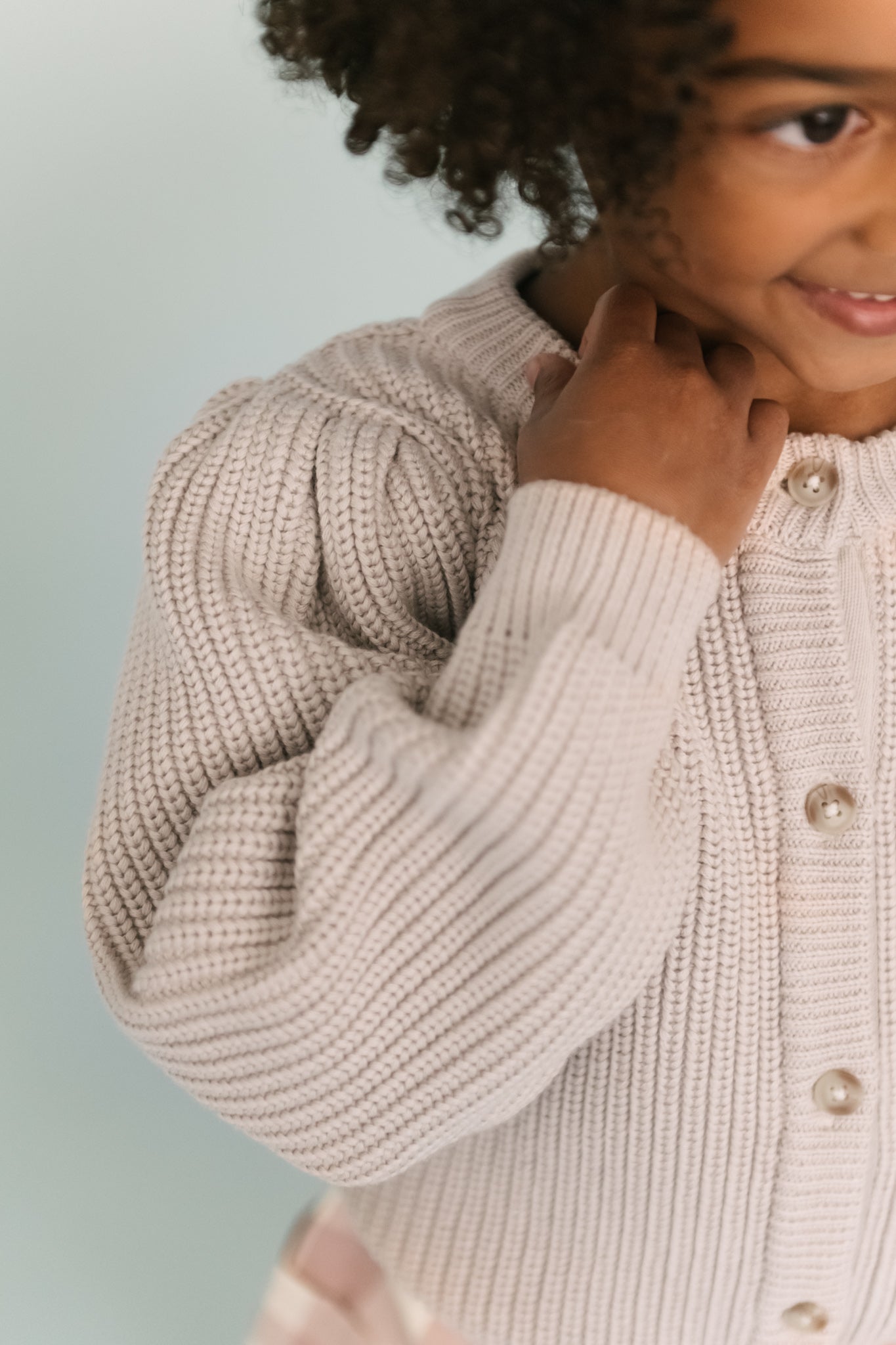 Pehr-Cotton Knit Toddler Cardigan-Stone-3