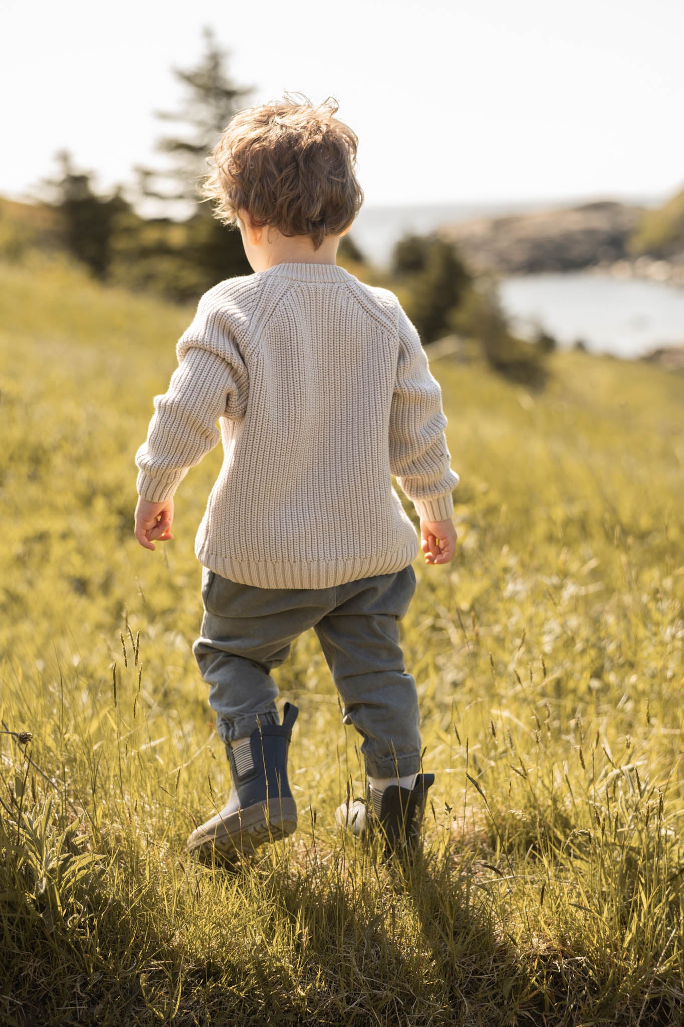 Pehr-Cotton Knit Toddler Sweater-Stone-5
