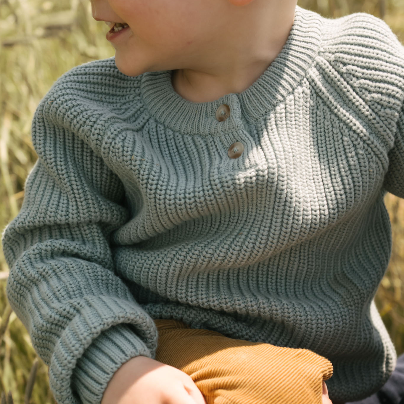 Pehr-Cotton Knit Toddler Sweater-Pond-2