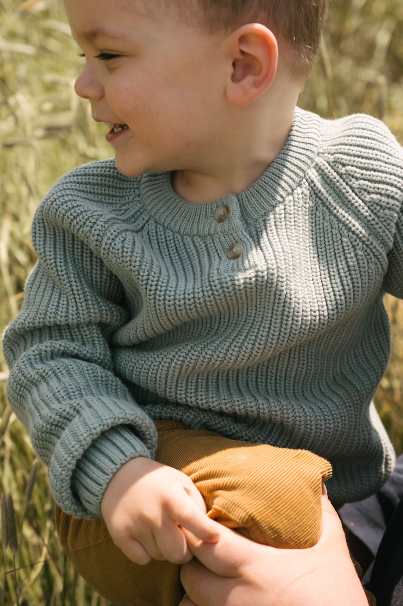 Pehr-Cotton Knit Toddler Sweater-Pond-2