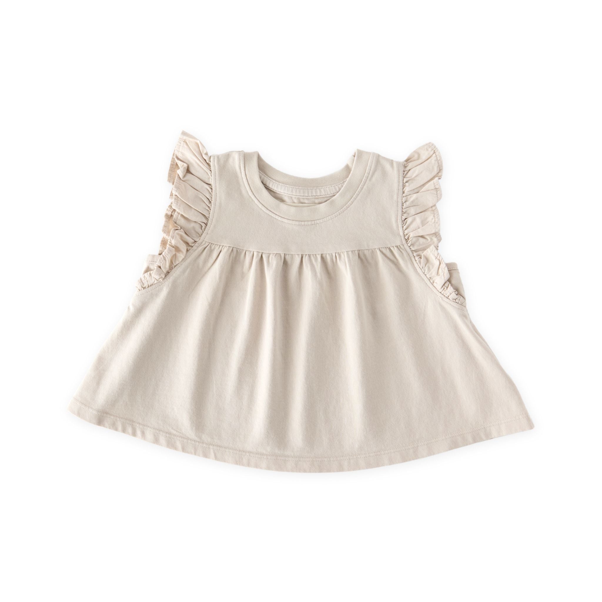 Pehr-Garment Dye Ruffle T-Shirt-Sand-1