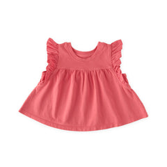 Pehr-Garment Dye Ruffle T-Shirt-Raspberry-1