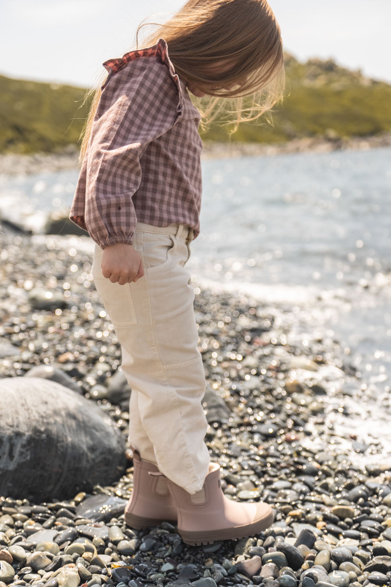 Pehr-Flannel Ruffle Top-Thistle/Light Thistle-3