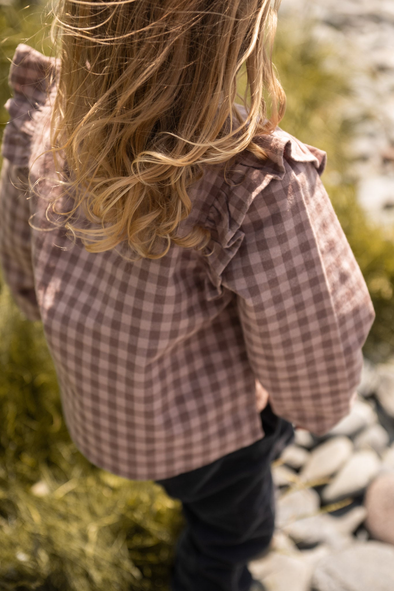Pehr-Flannel Ruffle Top-Thistle/Light Thistle-4