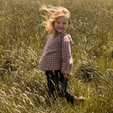 Pehr-Flannel Ruffle Top-Thistle/Light Thistle-5