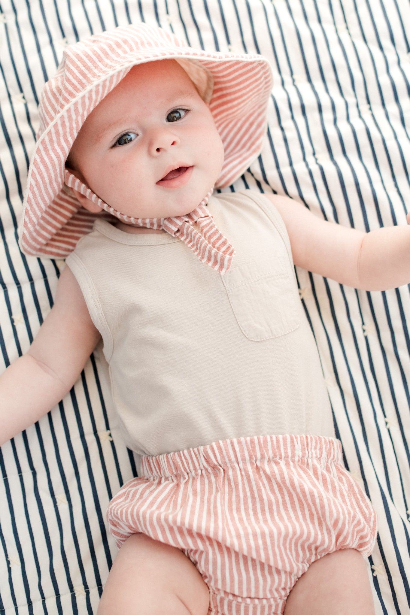 Pehr-Seersucker Bucket Hat-Anchor Red-Baby-3