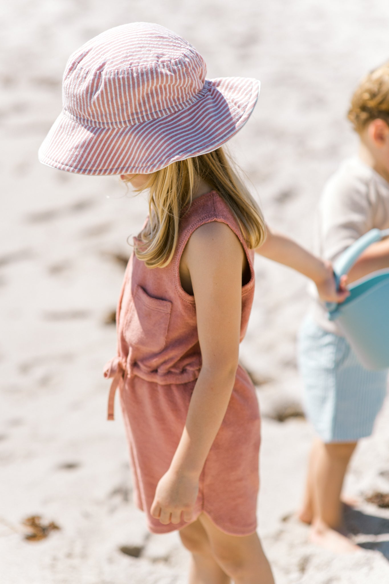 Pehr-Seersucker Bucket Hat-Anchor Red-Toddler-2