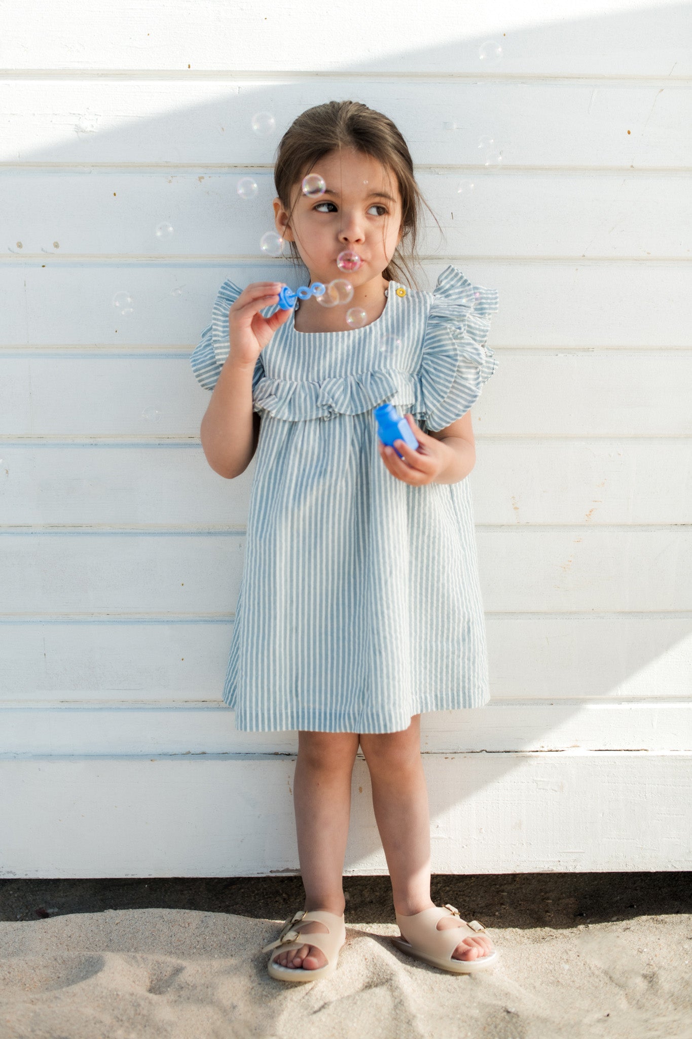 Pehr- Seersucker Dress-Marine Blue-Toddler-3