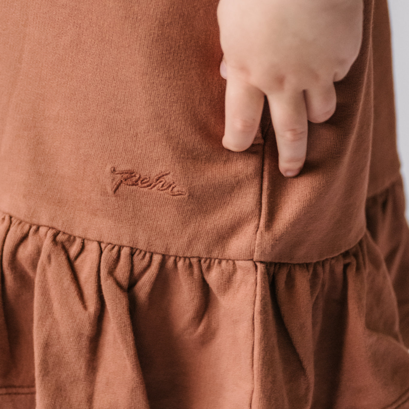 Pehr-French Terry Ruffle Hem Dress-Clay-3