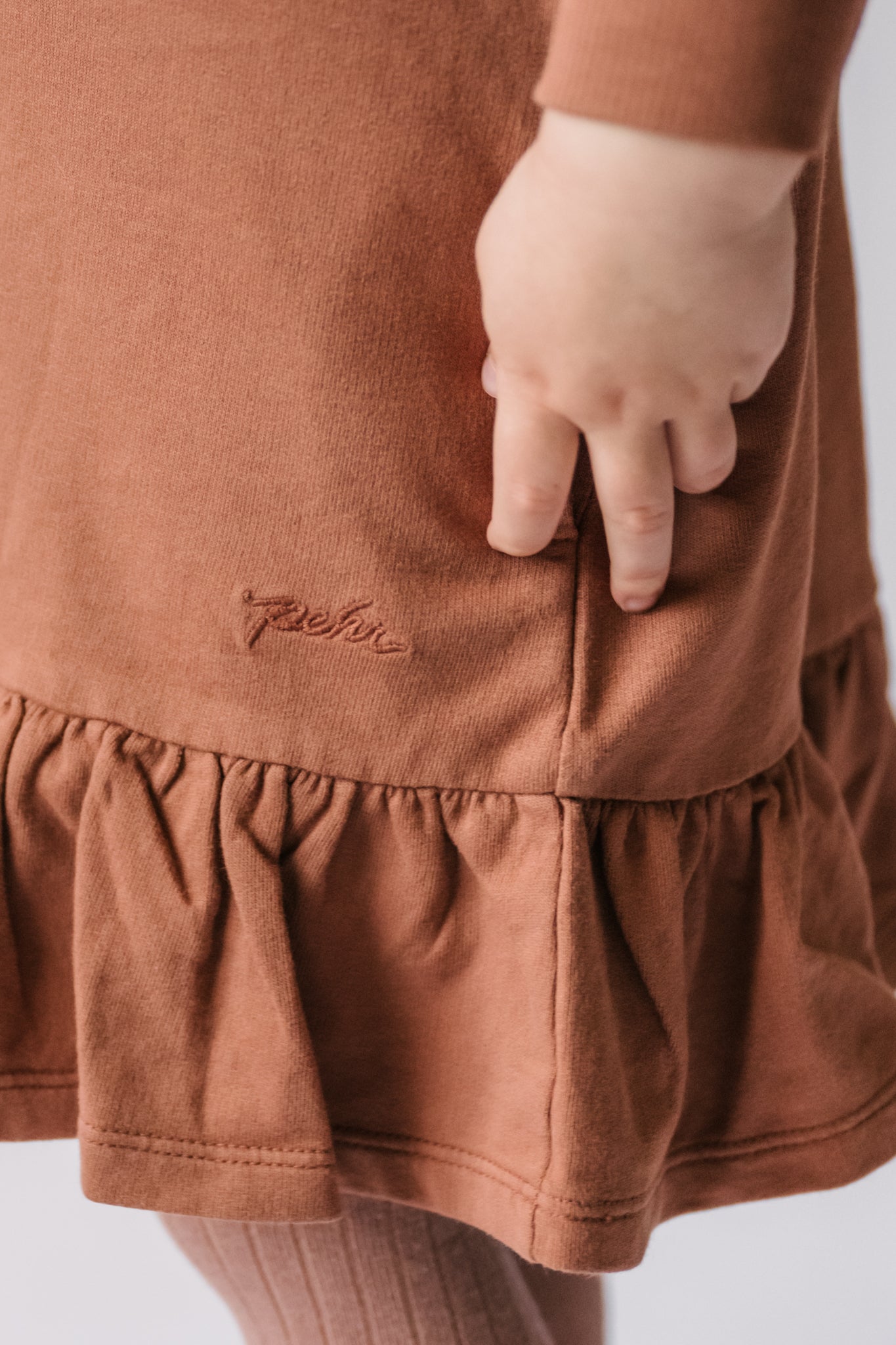 Pehr-French Terry Ruffle Hem Dress-Clay-3
