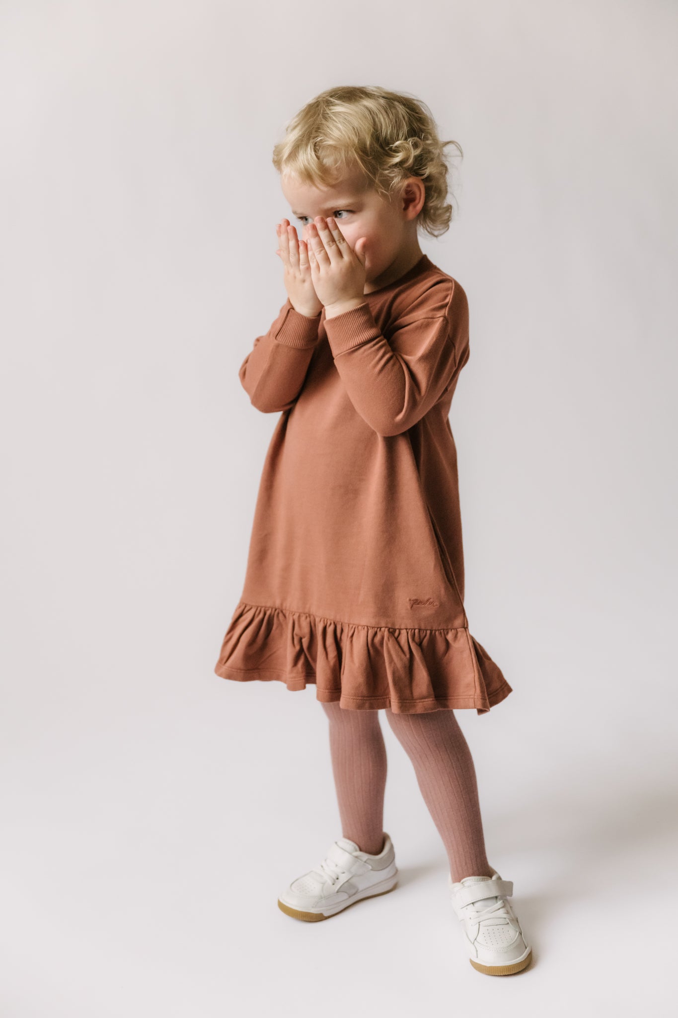 Pehr-French Terry Ruffle Hem Dress-Clay-4