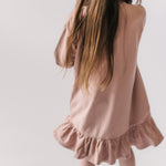 Pehr-Kids French Terry Ruffle Hem Dress-Soft Peony-2