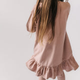 Pehr-Kids French Terry Ruffle Hem Dress-Soft Peony-2