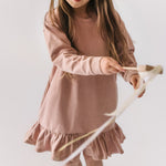 Pehr-French Terry Ruffle Hem Dress-Soft Peony-2