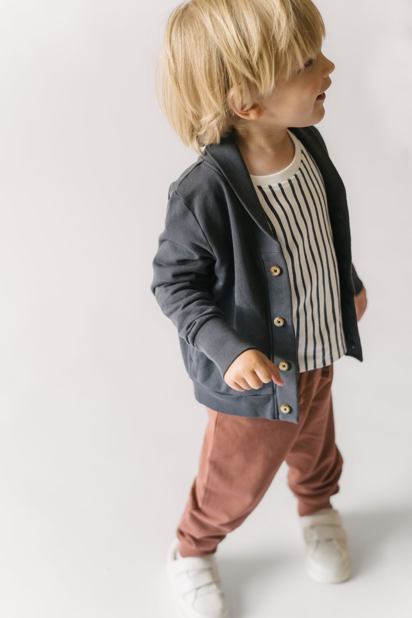 Pehr-French Terry Shawl Cardigan-Ink Blue-3