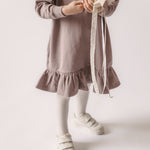 Pehr-Kids French Terry Ruffle Hem Dress-Plum-4