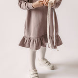 Pehr-Kids French Terry Ruffle Hem Dress-Plum-4