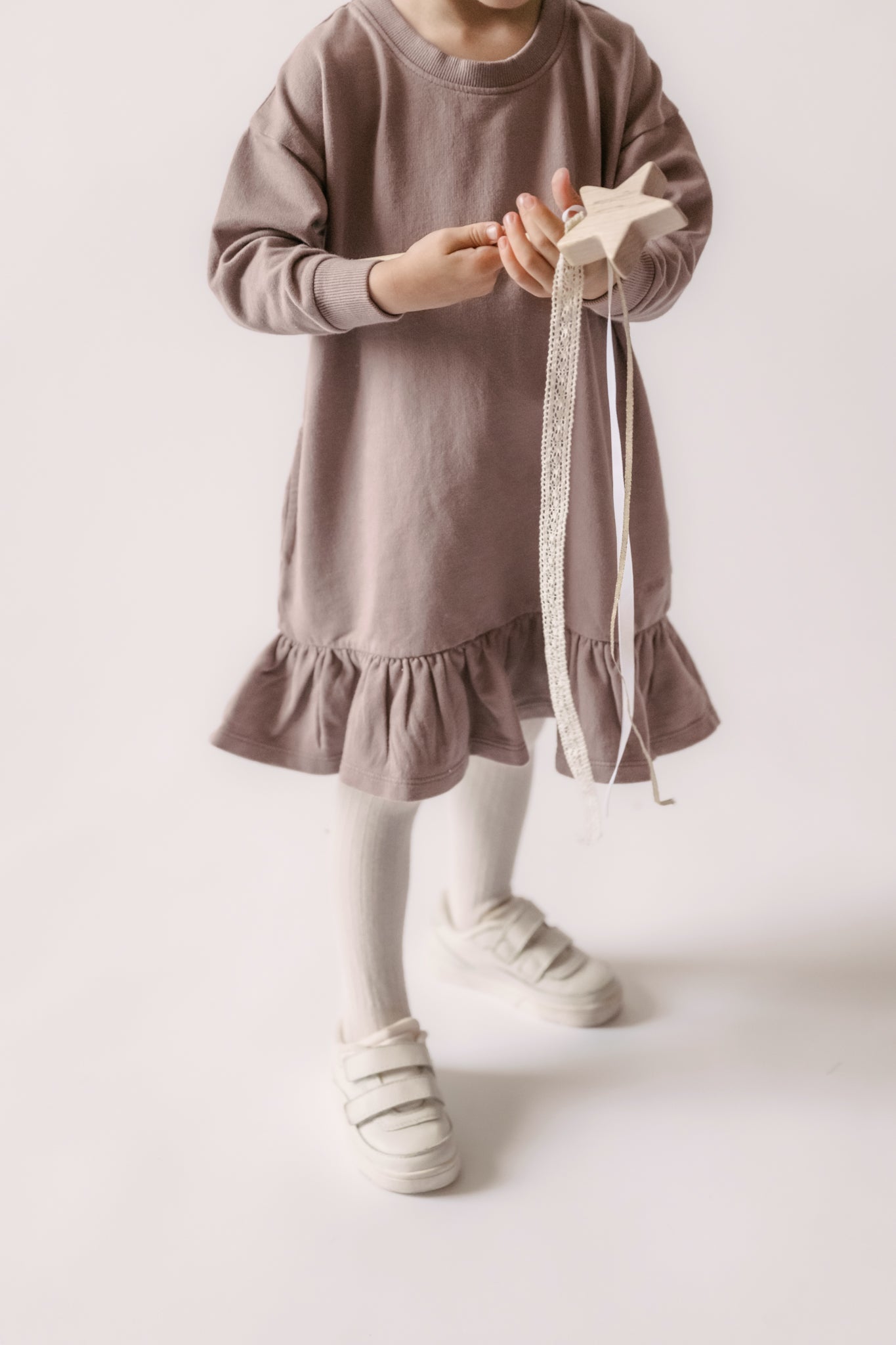 Pehr-Kids French Terry Ruffle Hem Dress-Plum-4