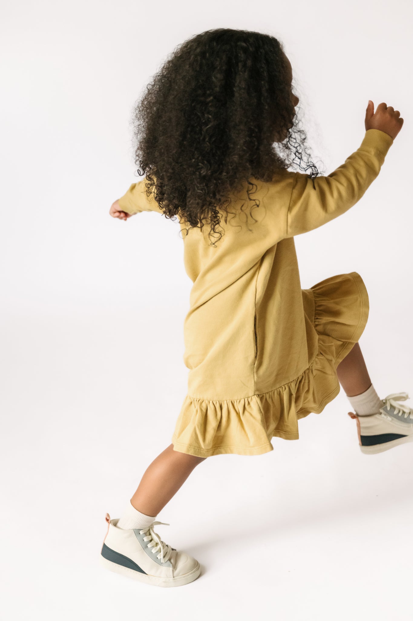 Pehr-French Terry Ruffle Hem Dress-Dijon-2
