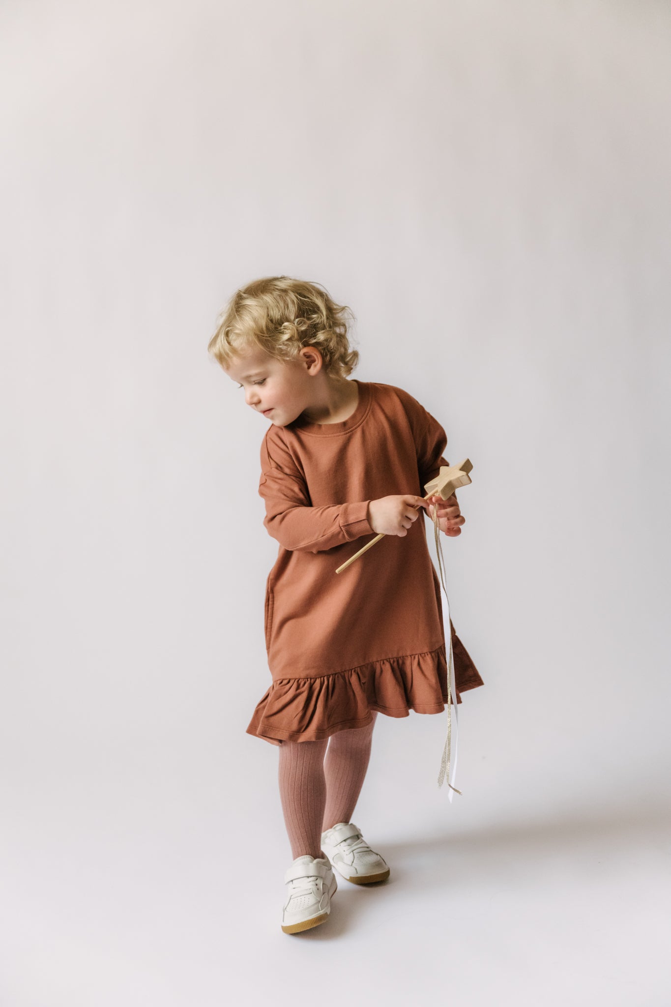 Pehr-French Terry Ruffle Hem Dress-Clay-2